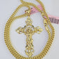 14K Franco Chain Jesus INRI Cross Pendant Charm Necklace 20"-26" 4mm Gold