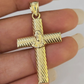 Real 10K Jesus Cross Pendant 1.5" Yellow Gold Charm Genuine