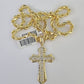 Real 10k Rope Chain Jesus Cross Charm Necklace Pendant Set 5mm 20"-30" Inch Gold