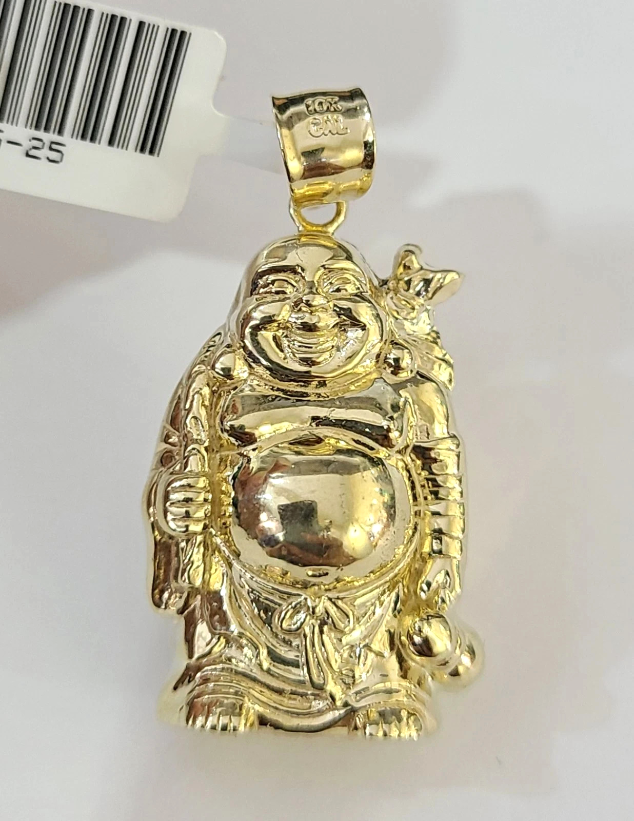 Real 10k Gold Rope Chain Necklace Laughing Buddha Pendant Charm Set 4mm 20"-30"