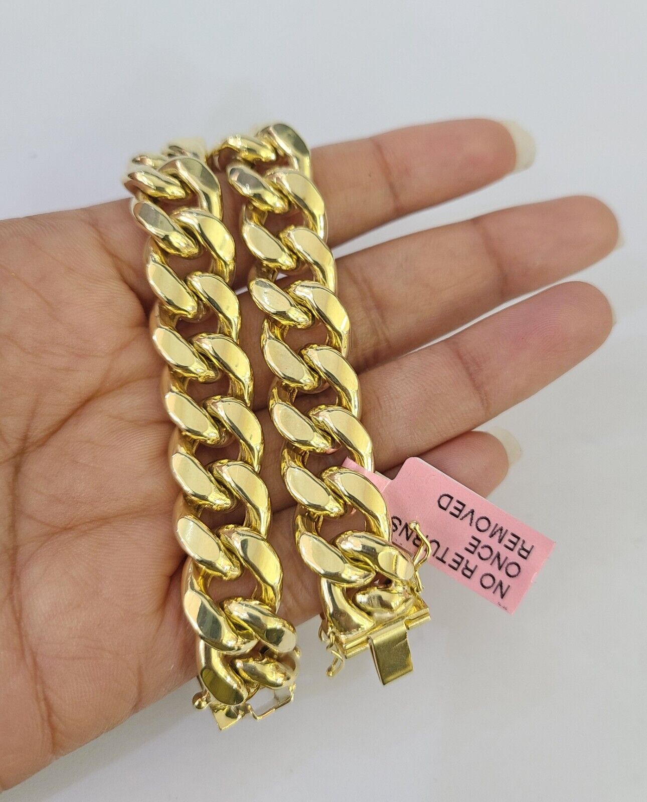 14K Miami Cuban Bracelet Yellow Gold Box Clasp 8" Inch 13mm Link Thick