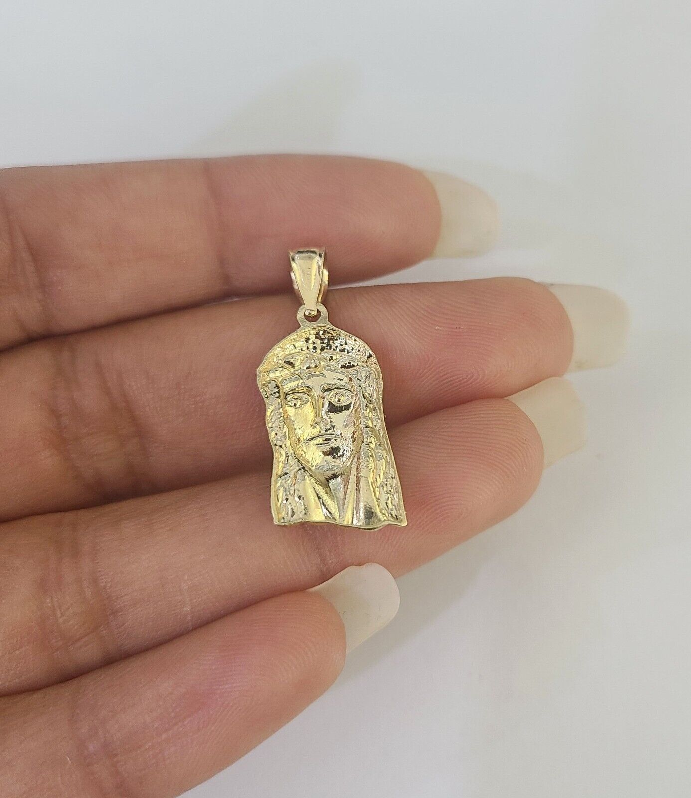 10k 2.5mm Rope Chain Jesus Head Pendant 18"-30" Yellow Gold Set Charm Necklace