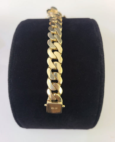 Real 10K Royal Monaco Bracelet Yellow Gold 8" Box Clasp 11mm Genuine