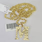 10k Gold Initial M Charm Rope Chain 16"-26" 2.5mm SET Necklace Alphabet Pendant