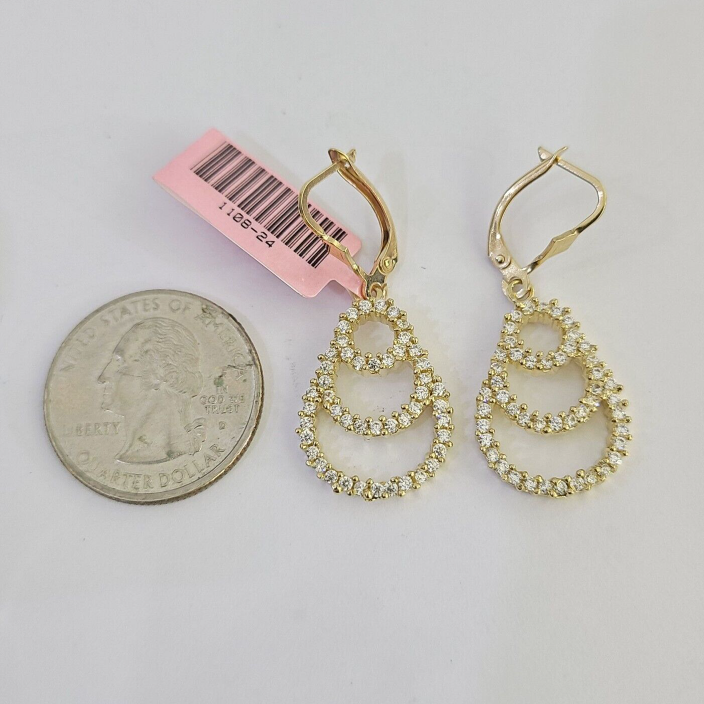 14k Chandelier Dangle Earrings Pendant Charm SET Yellow Gold Real Genuine 14Kt