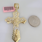 14k Gold Chain Jesus Cross Charm Solid Cuban Curb 10mm 20"-30" SET Necklace