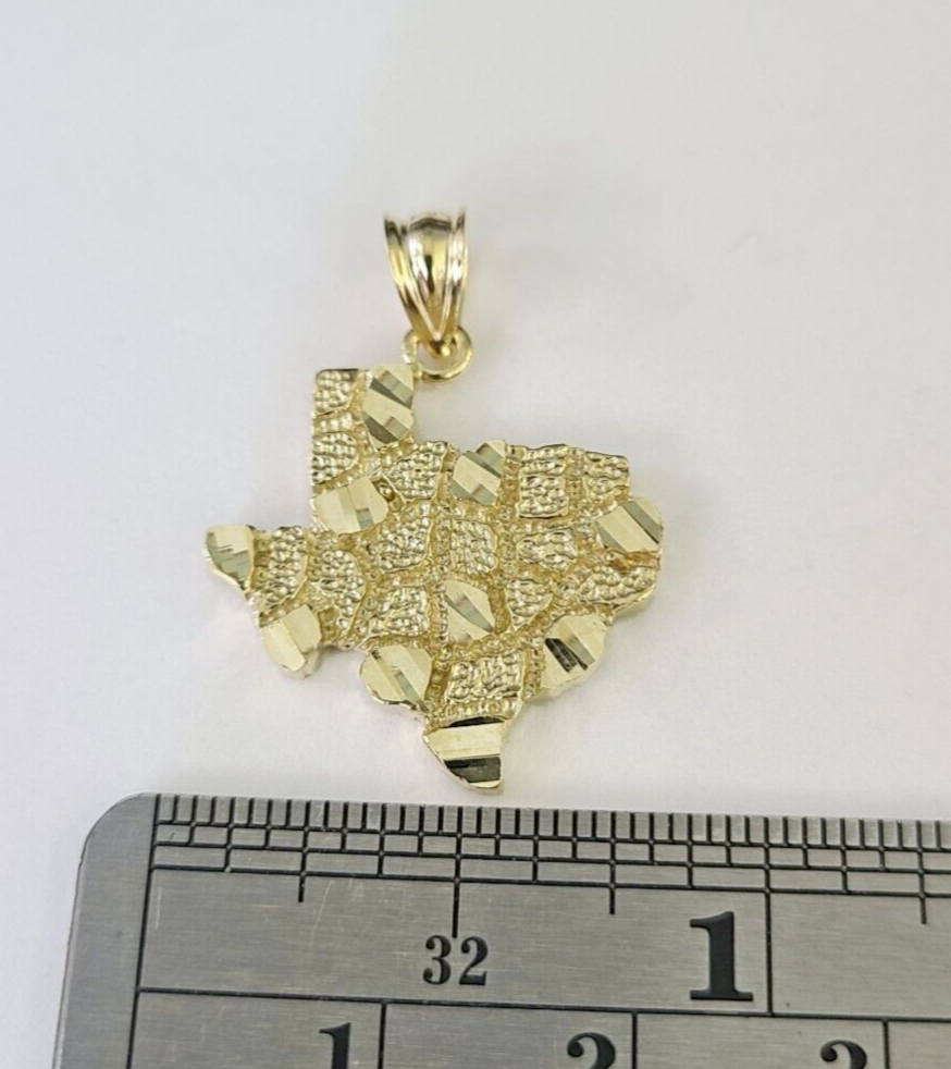 10k Texas Map Charm Nugget Pendant Yellow Gold Real Gold State Map 1"