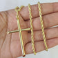 10k 3mm Rope Chain Jesus Cross Pendant 18"-30" Yellow Gold Set Charm Necklace