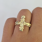 REAL 10K Gold Jesus Cross Nugget Ring Band Style Rings 10Kt Yellow