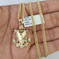 10K Gold Miami Cuban Chain Eagle Anchor Charm 18"-28" 3mm REAL Pendant Necklace