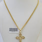 10K Gold Miami Cuban Chain INRI Cross Charm Length 18"-26" 2.5mm REAL Yellow