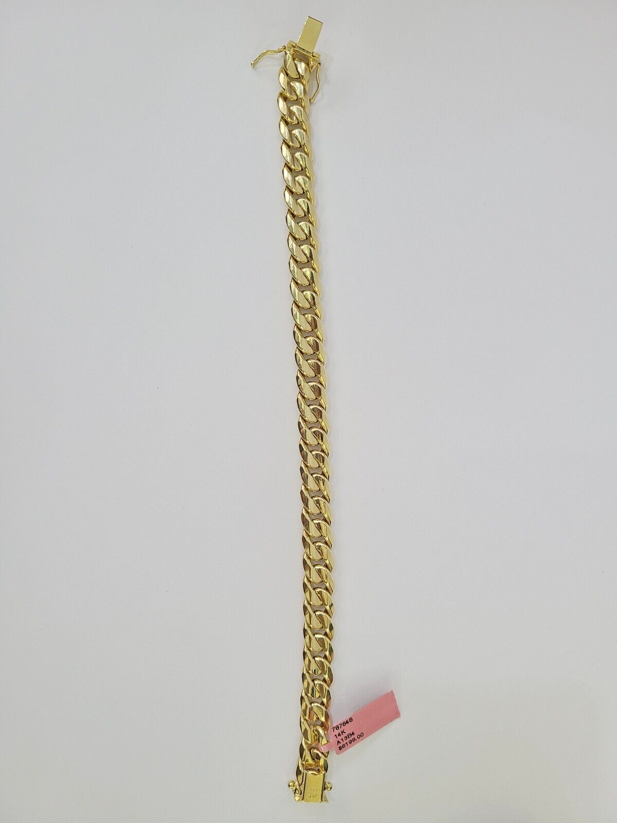 Real 14K Miami Cuban Bracelet Yellow Gold Box Clasp 8.5" Inch 10mm Link Hollow