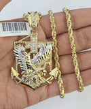 10k Solid Rope Chain Eagle Anchor Charm Set 4mm 18"-30" Necklace Gold Pendant