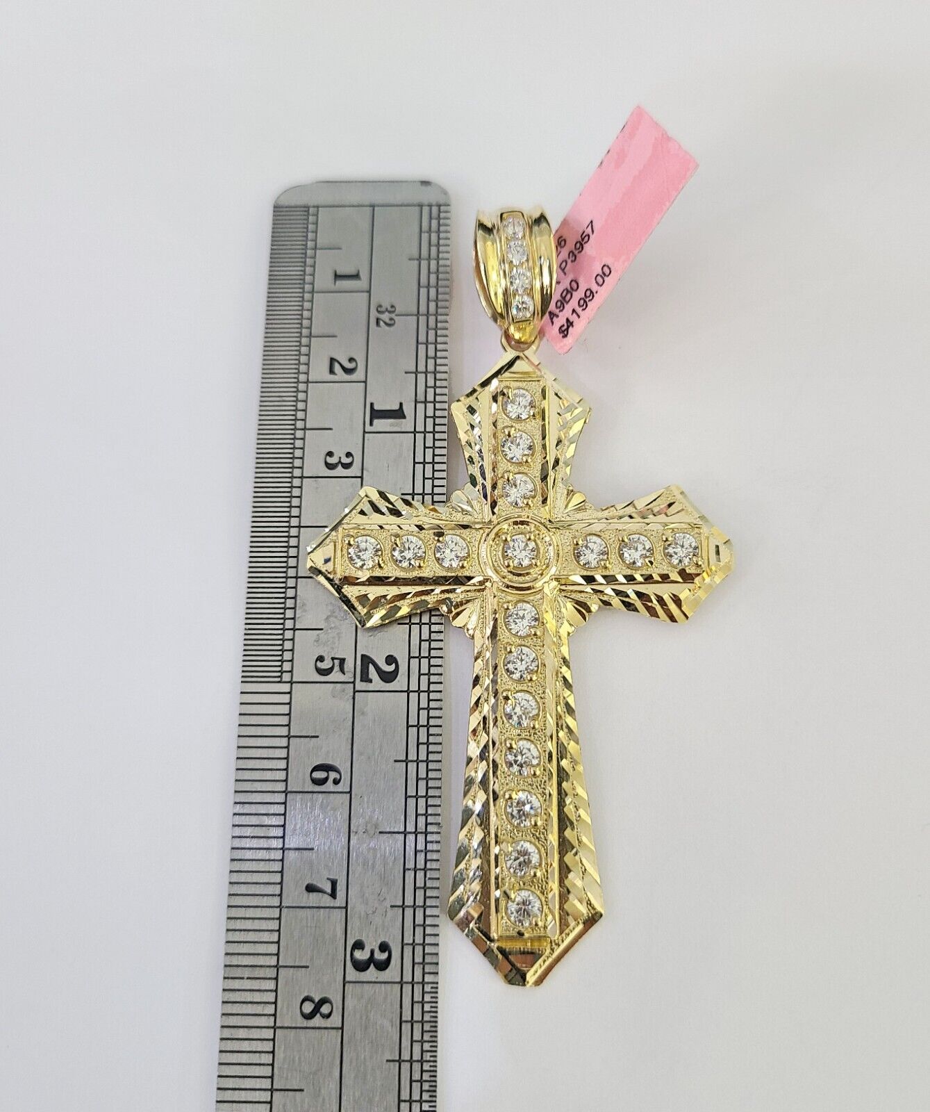 Real 14k Solid Chain Cross Charm Set Miami Cuban Link 6mm Necklace Pendant Gold