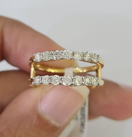 Real 14k Diamond Ladies Ring Yellow Gold Enhancer Guard Wrap Engagement Wedding