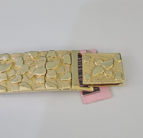 14K REAL Nugget Bracelet Yellow Gold 8.5"Inch 17mm Men Hand Gold 14kt