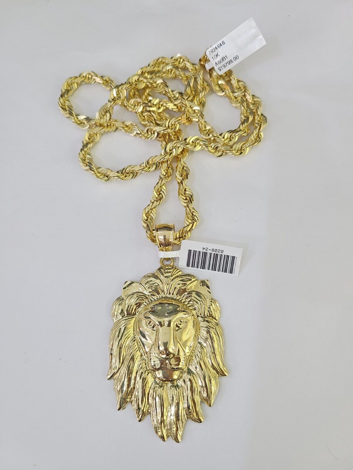 Real 10k Solid Rope Chain Lion Charm Set 6mm 20"-30" Inch Necklace Yellow Gold