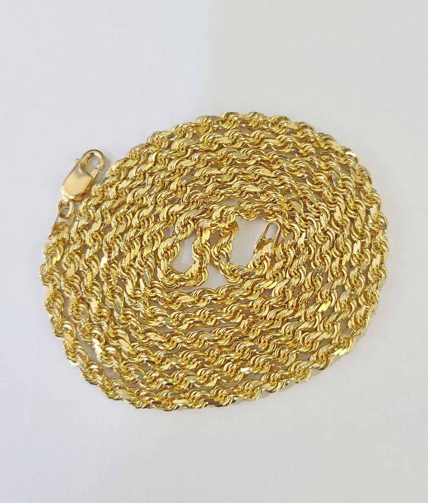 18k Real Solid Rope Chain Yellow Gold 3mm 18" Inch Genuine 18kt Necklace