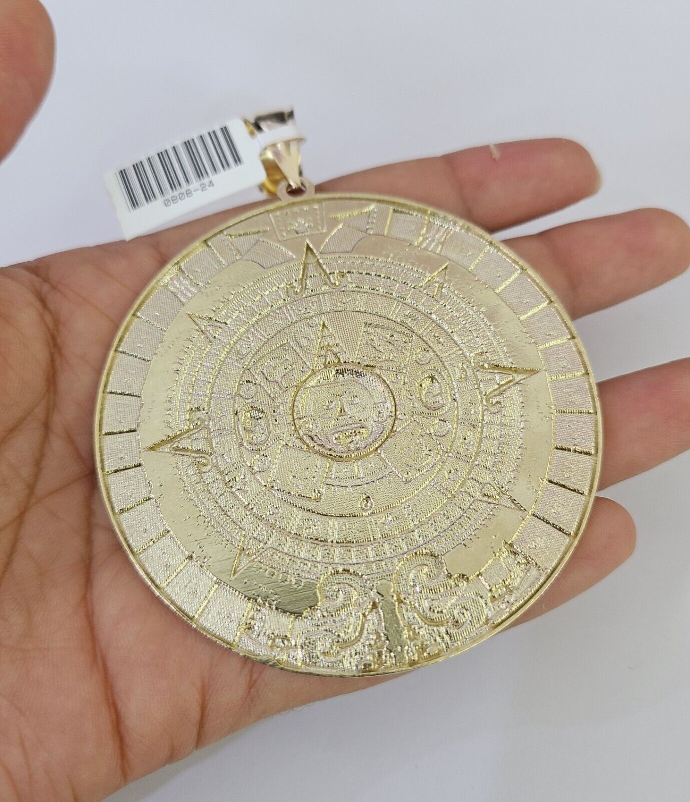 10K Franco Chain Mayan Calendar Pendant Charm Necklace 20"-26" 5mm Gold SET