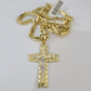 10k Milano Rope Chain Jesus Cross Charm Necklace SET 5mm 18"-28" Pendant