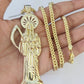 10K Franco Chain Saint Reaper Pendant Charm Necklace 20"-28" 4mm Gold SET Yellow