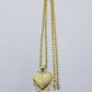 10k Yellow Gold Rope Chain 2.5mm Heart Diamond Cut Pendant