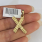 10k Yellow Gold Diamond X Charm Pendant Initial Alphabet Letter Real Genuine