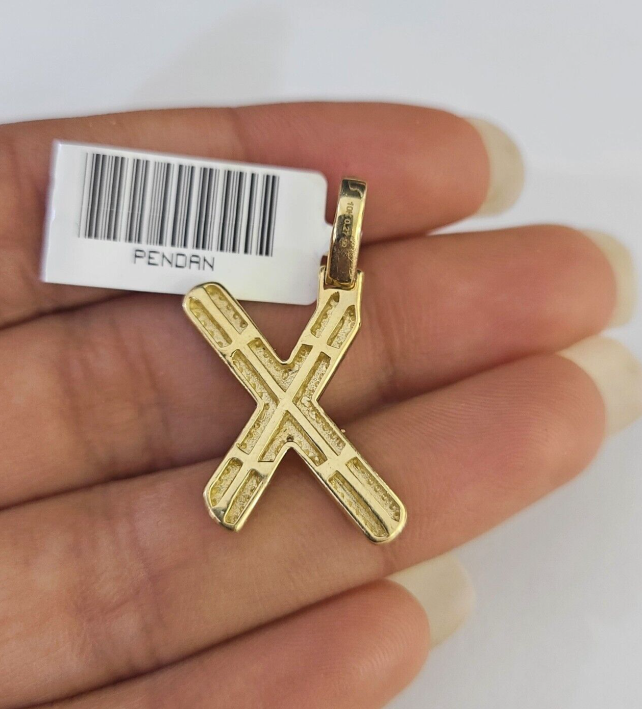 10k Yellow Gold Diamond X Charm Pendant Initial Alphabet Letter Real Genuine