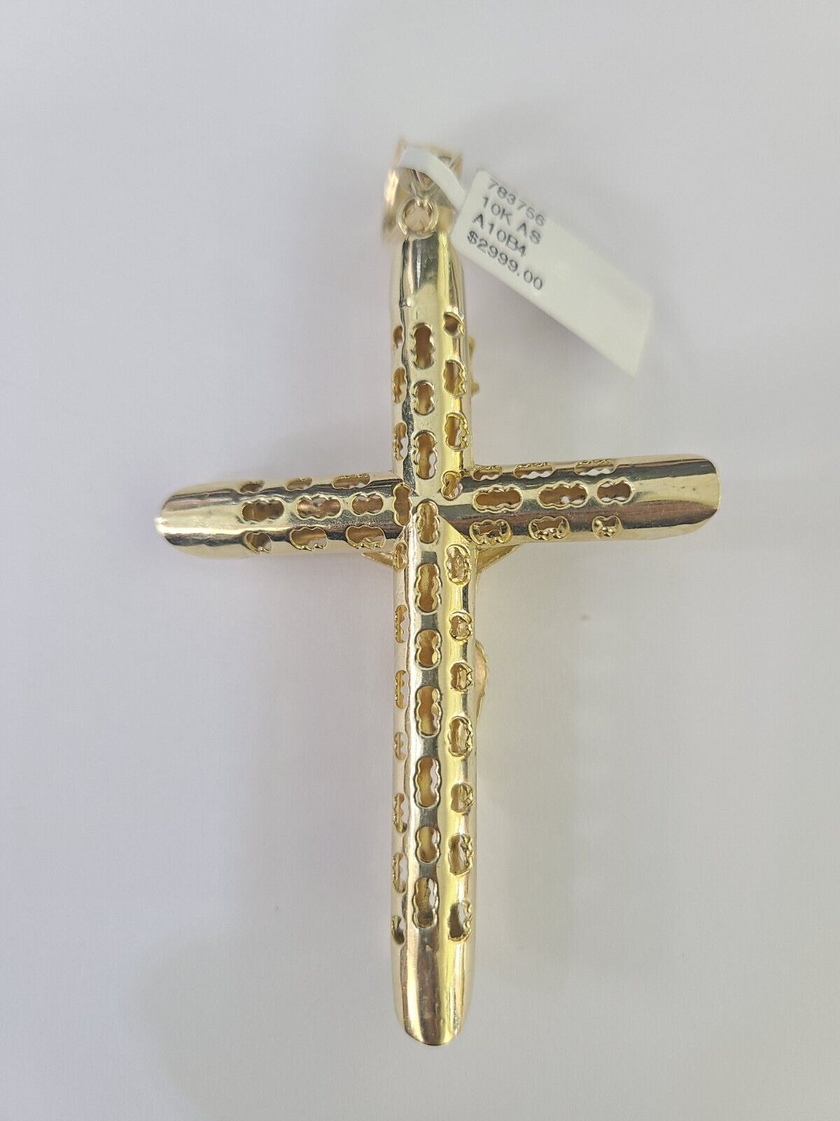 Real 10K INRI Jesus Crucifix Cross Pendant 3" Yellow Gold Charm Genuine