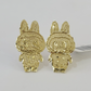 10k Gold Cartoon Monster Earrings Push Back Real 10kt Gold Studs Unisex