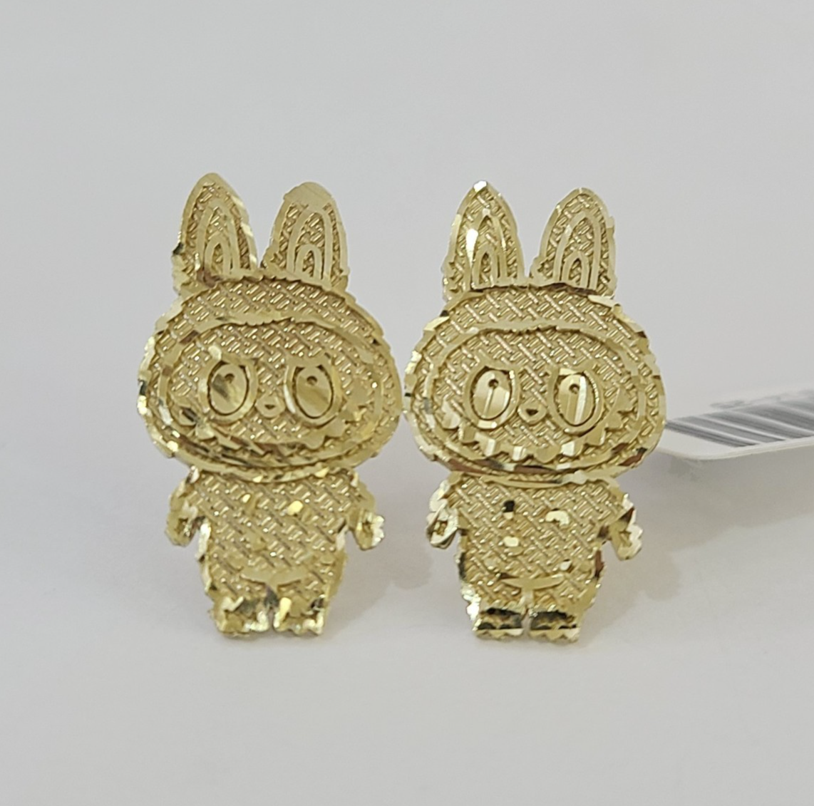 10k Gold Cartoon Monster Earrings Push Back Real 10kt Gold Studs Unisex