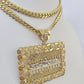 Real 14k Solid Chain Last Supper Charm Set Miami Cuban Link 6mm Necklace Pendant