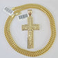 10K Franco Chain Jesus Cross Pendant Charm Necklace 20"-26" 5mm Gold SET Yellow