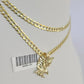 10k Gold Cuban Curb Chain Eagle Charm Solid 4mm 18"-28" SET Necklace Pendant