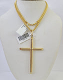 10K Gold Franco Chain Jesus Cross Charm Pendant 20-26 inches 2.5mm REAL Yellow