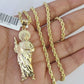 10k Solid Rope Chain 3mm Saint Jude Pendant Charm Necklace SET 18-26 in