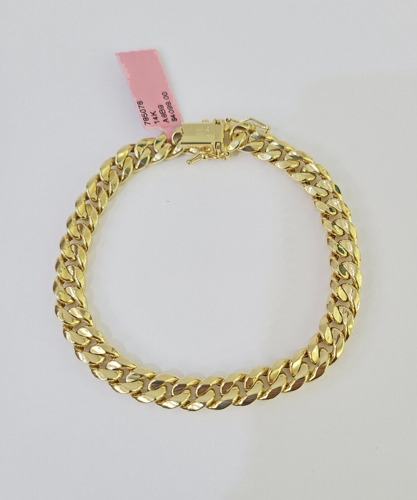 Real 14K Miami Cuban Bracelet Yellow Gold Box Clasp 8" Inch 7mm Link Hollow