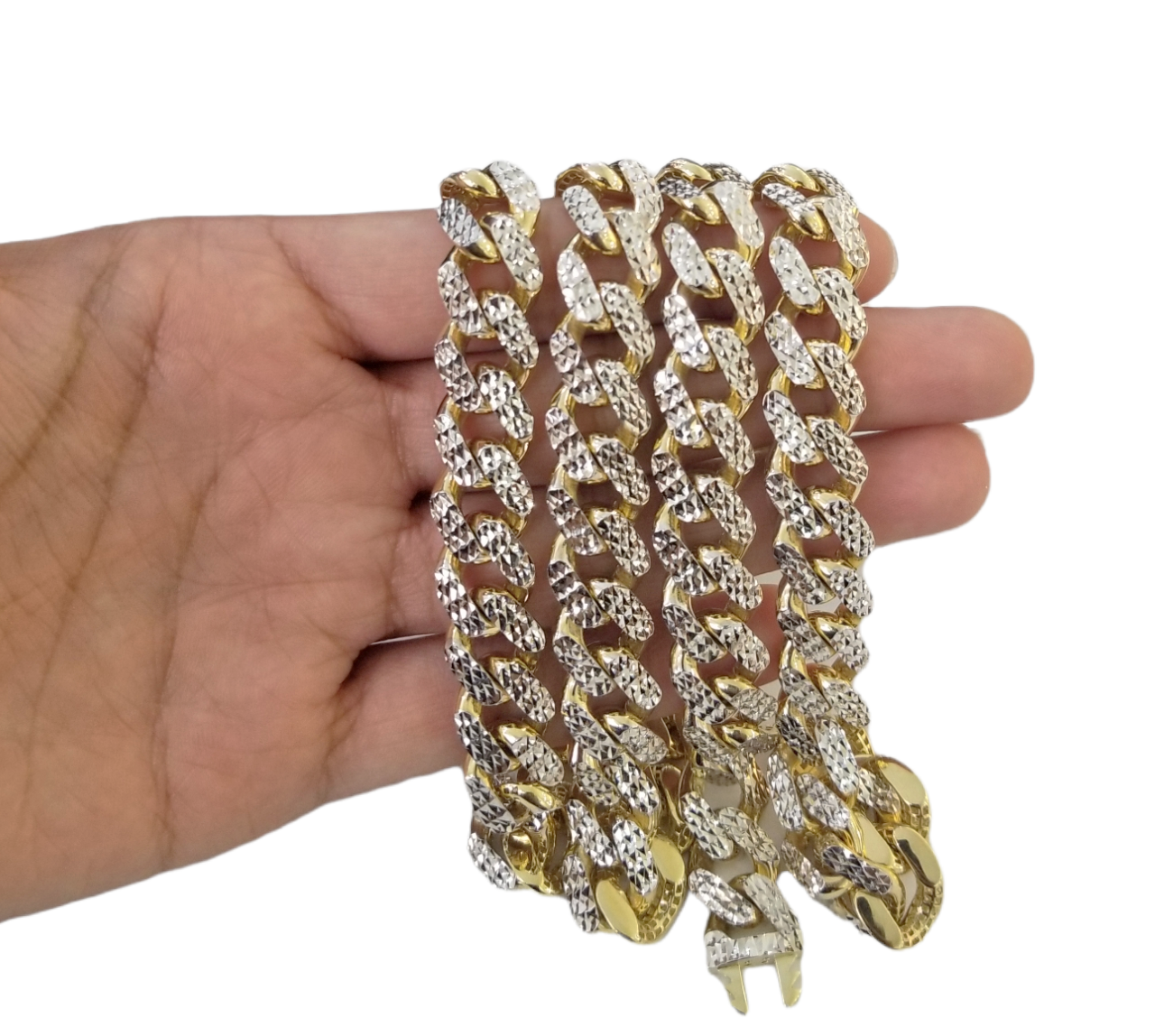 Real 10k Gold 14mm Royal Monaco Chain 23 Inch 9Inch Bracelet Set Diamond Cut