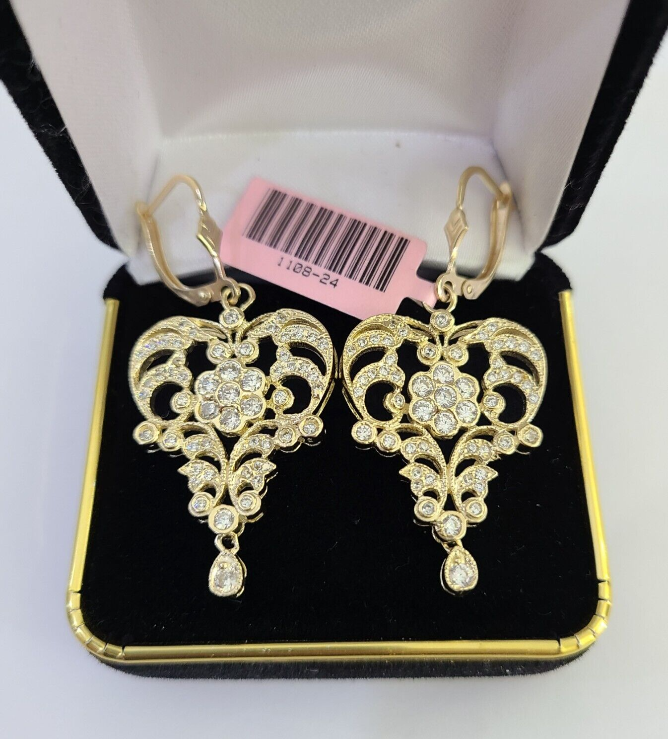 14k Chandelier Earrings Yellow Gold Push Back Real Women Genuine 14Kt