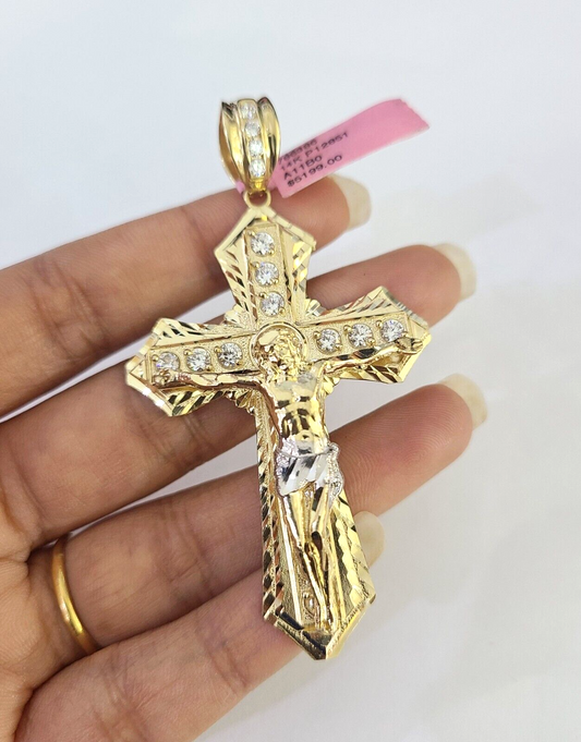 14k Jesus Christ Cross Charm Pendant Yellow Gold REAL Genuine 14kt