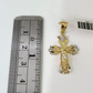 10k Gold Chain Miami Cuban Jesus Cross Charm Pendant Set 4mm 18"-28" Necklace