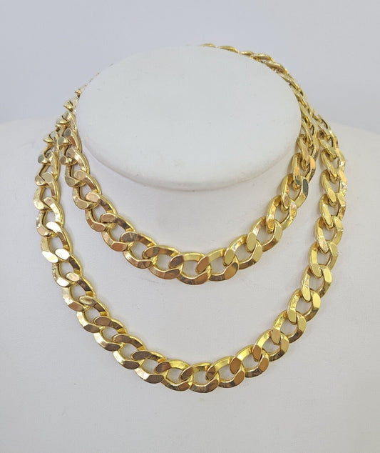 Real 10k Cuban Curb Link chain SET Yellow Gold 11mm 20-30Inch Necklace Men Women