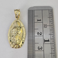 Real 10K Virgin Mary Pendent Charm 10kt Yellow Gold 1" Oval Holy Mother