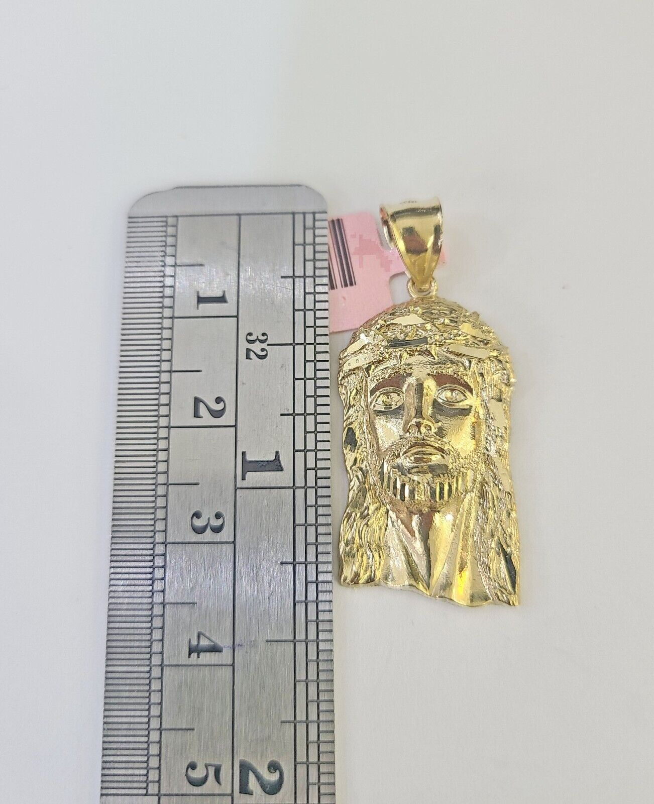 Real 14K Yellow Gold Jesus Head Pendant Charm Genuine 1.25"