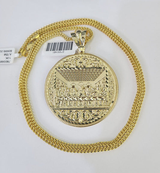 10K Franco Chain Last supper Pendant Charm Necklace 20"-26" 2.5mm Yellow Gold