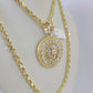 10k Solid Rope Chain Medusa Circular Charm Set 4mm 20"-28" Necklace Gold Yellow