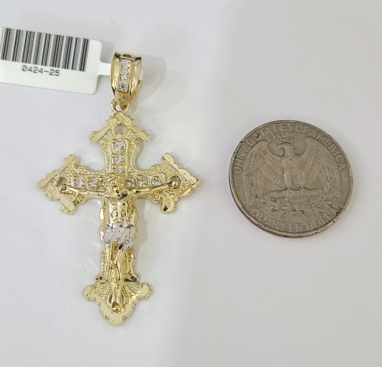 Real 10K Jesus Cross Pendant Crucifix Yellow Gold Charm Genuine
