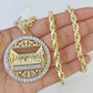 Real 10k Rope Chain Last Supper Charm Set 6mm 18"-26" Inch Necklace Yellow Gold