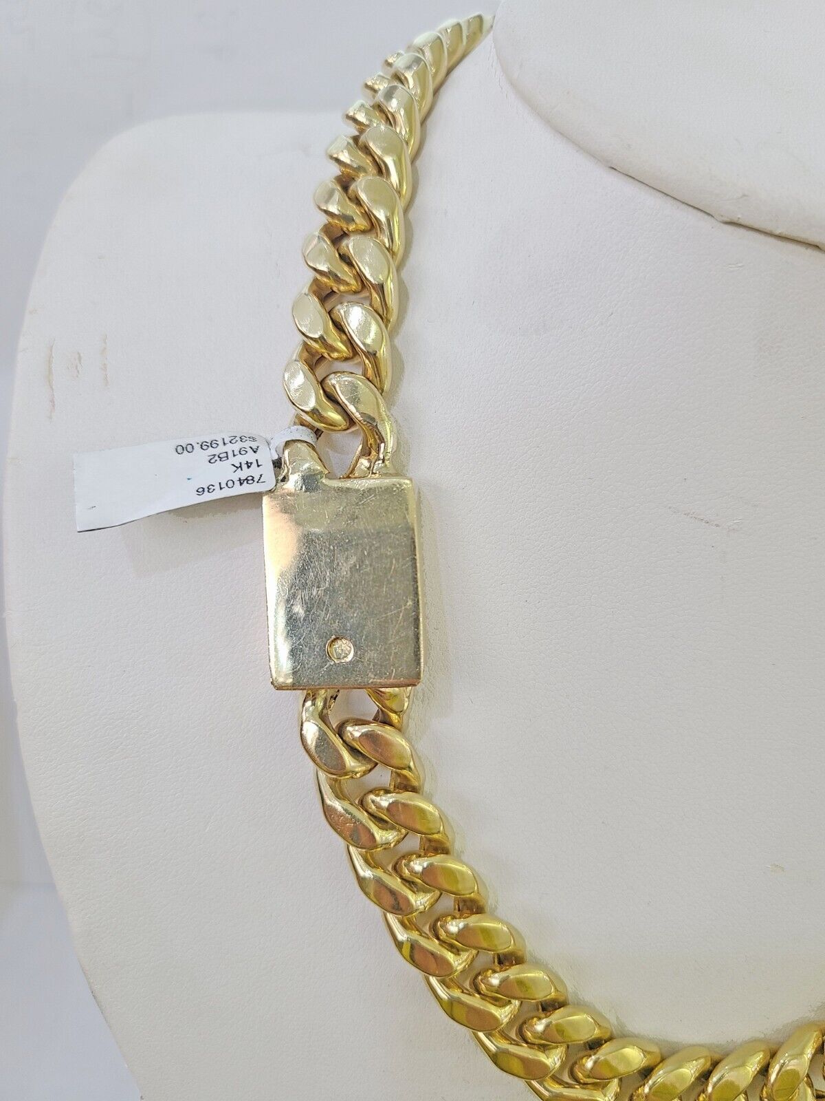 14k Real Miami Cuban Link Chain Chino Lock 20 inches 13mm Genuine Yellow Genuine