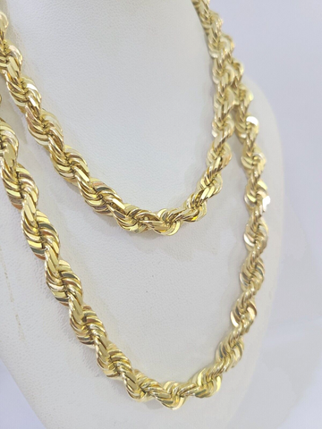 10k Real Solid Rope Chain Yellow Gold Women Men Diamond Cut 4mm 20 Inches